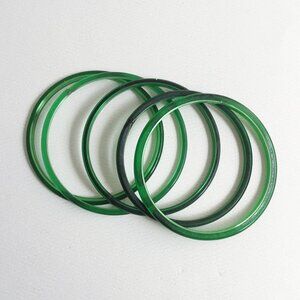 Two Tone Green Art Glass Child's Bangles Set of 5